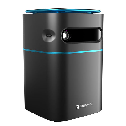 Portronics pico 12 Smart LED mini projector for home| Portable Projector with Android 11. Black