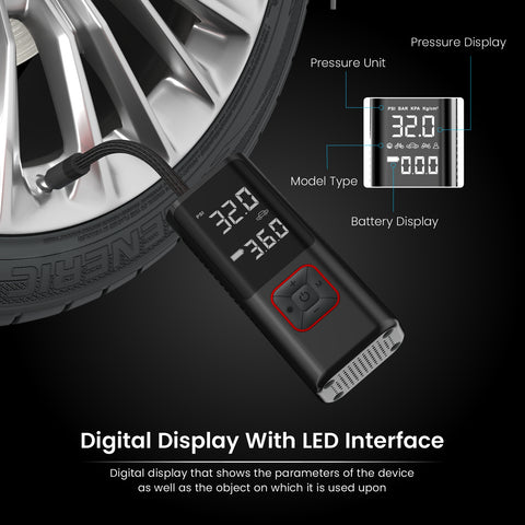 Portronics vayu 2.0 portable tyre inflator| car tyre inflator with digital led display