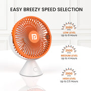 Portronics Aero Brezee 360 degree portable desk cooling fan with 8hr running time and 3000rpm