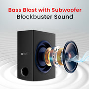Portronics Pure Sound 104 bluetooth Soundbar with bass blast subwoofer