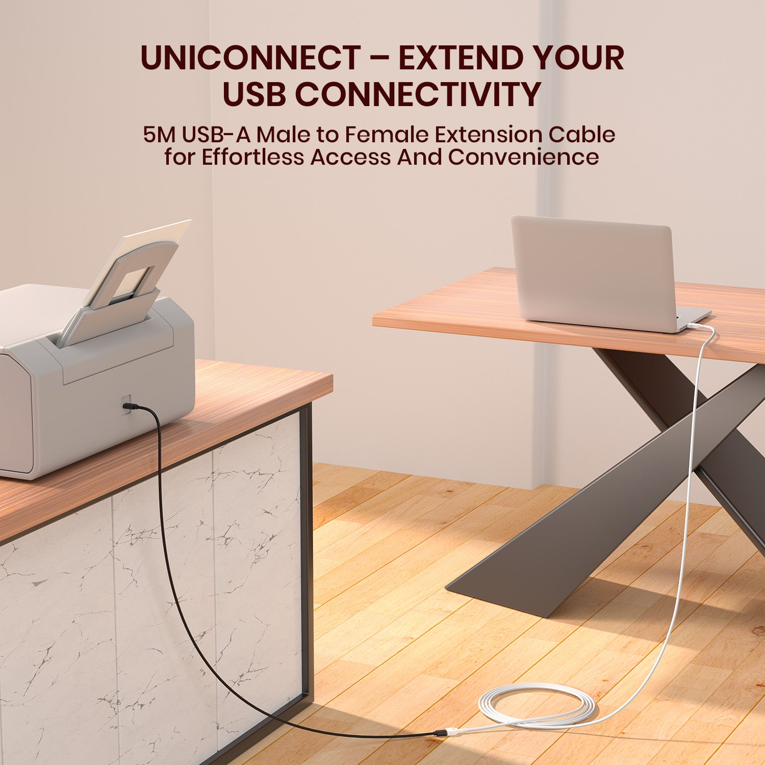 Uniconnect - USB Male To USB Female 3A  5M Cable