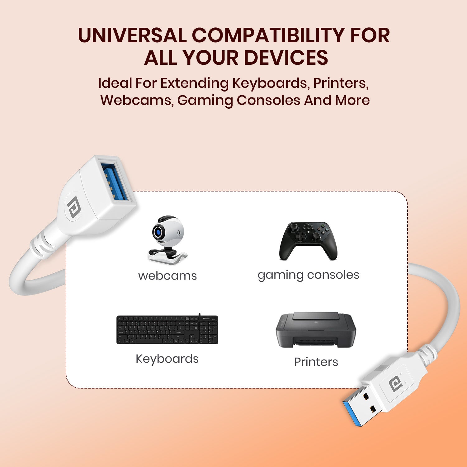 Uniconnect - USB Male To USB Female 3A  3M Cable