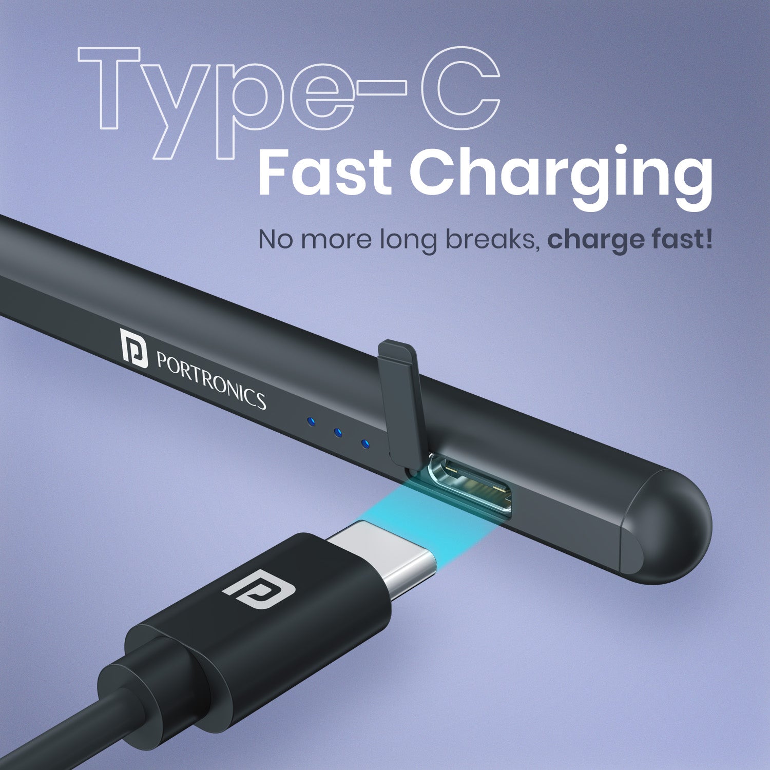 Best Stylus Pen for Tablet & Smartphone | Glide A by Portronics | Type-C Charging, Magnetic Attachment & Comfortable Grip for Drawing and Notes
