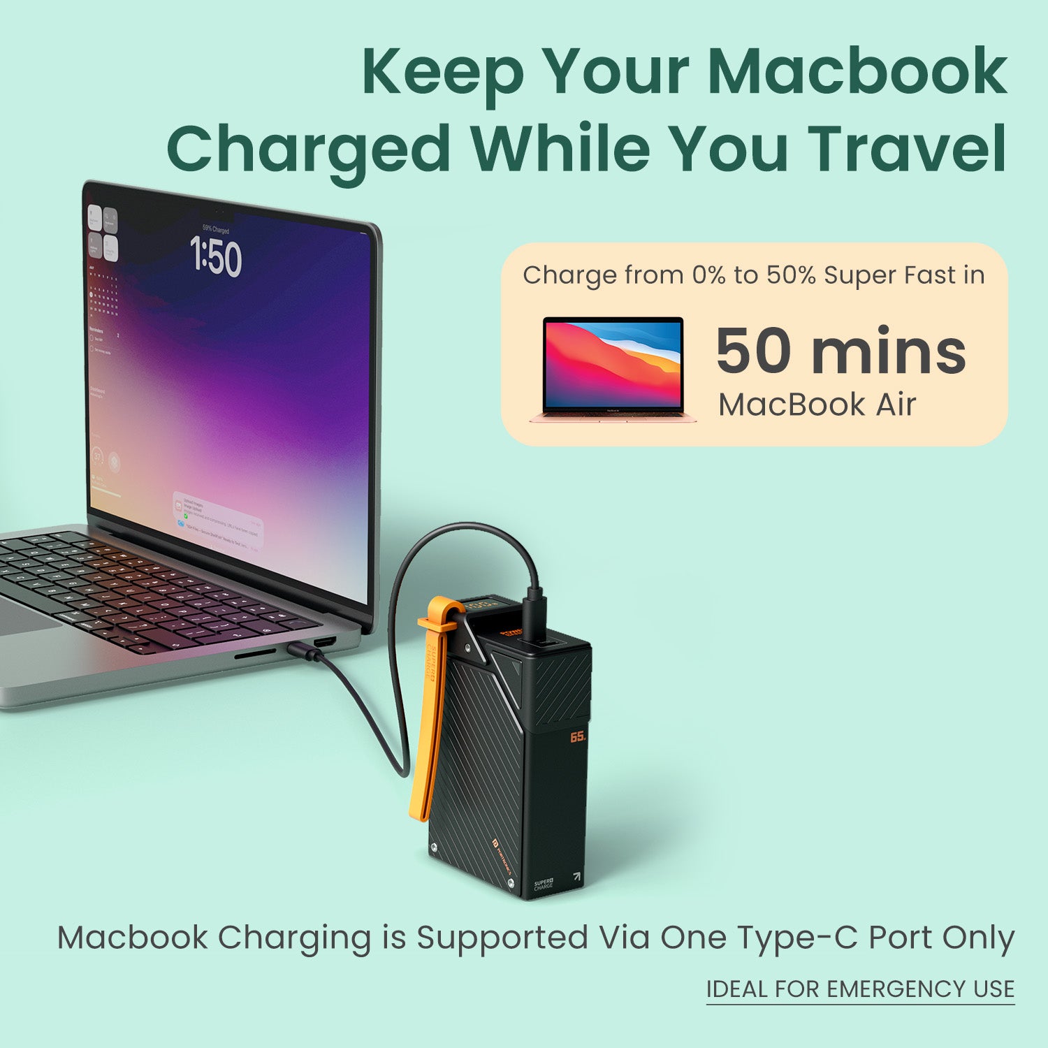 Best power bank in India—Portronics Halley 20K compact and portable 20000 mAh power bank with dual USB-C ports, advanced safety features, LED status screen, and long-lasting durable battery for office, travel, and daily use