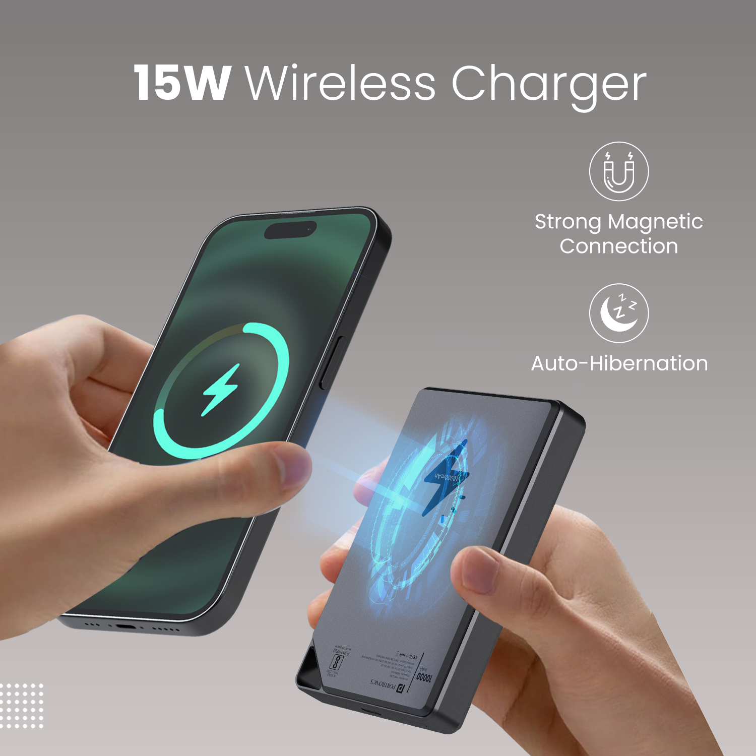 Portronics Boosty 10k 10000mah slimmest Power bank with 15fast wireless charging