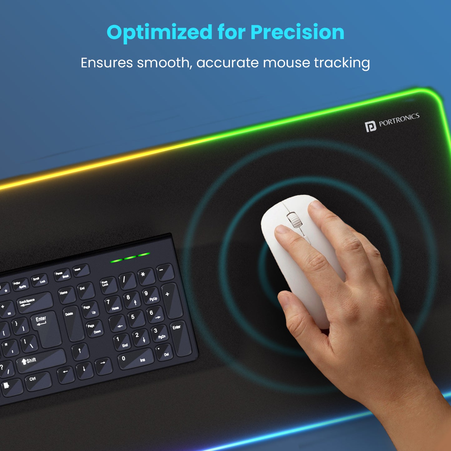 Gaming mouse pad optimized for all mouse sensors, ensuring smooth and pixel-perfect tracking.
