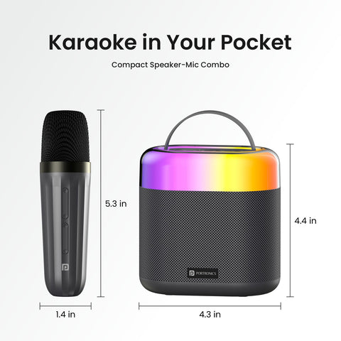 buy compact Portronics Dash 3 portable bluetooth wireless karaoke party speaker
