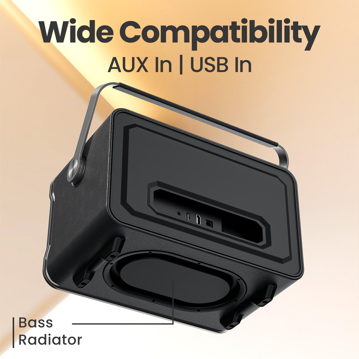 Grey Harmony by Portronics | Wireless Speaker with AUX/USB Inputs, TWS Pairing & Retro Finish | Bluetooth Speaker, Rechargeable Speaker, Party Speaker