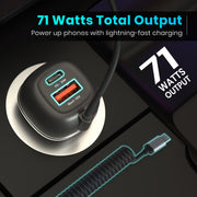 Portronics Car Power 1C car charger with triple port usb hub| best car accessories| 71w pd car charging hub