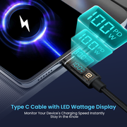 Portronics Konnect View 100 type c to type c pd fast charging cable with LED display