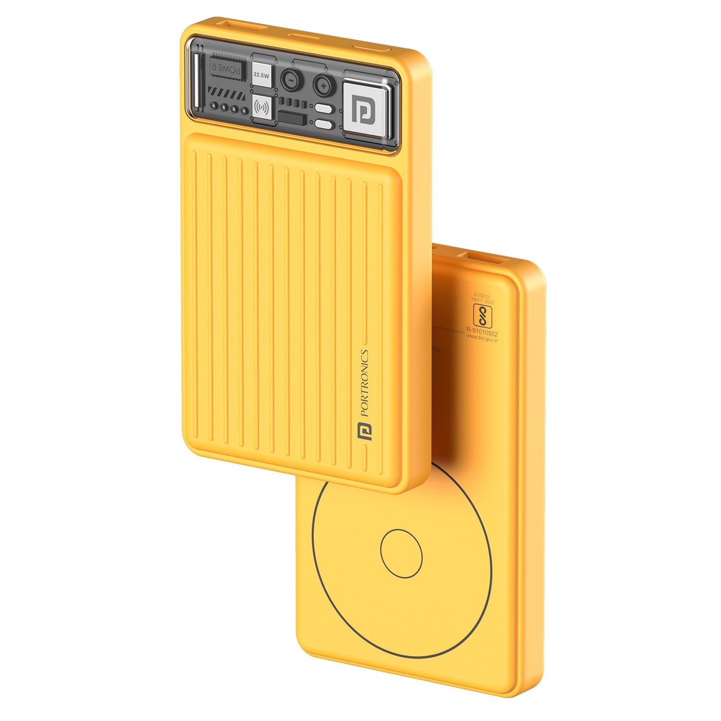 Luxcell Wireless Mini 10K wireless power bank| wireless power bank with 10000mah| affordable wireless power bank online| best power bank for smallest Iphone at best price| magsafe power bank online| Yellow