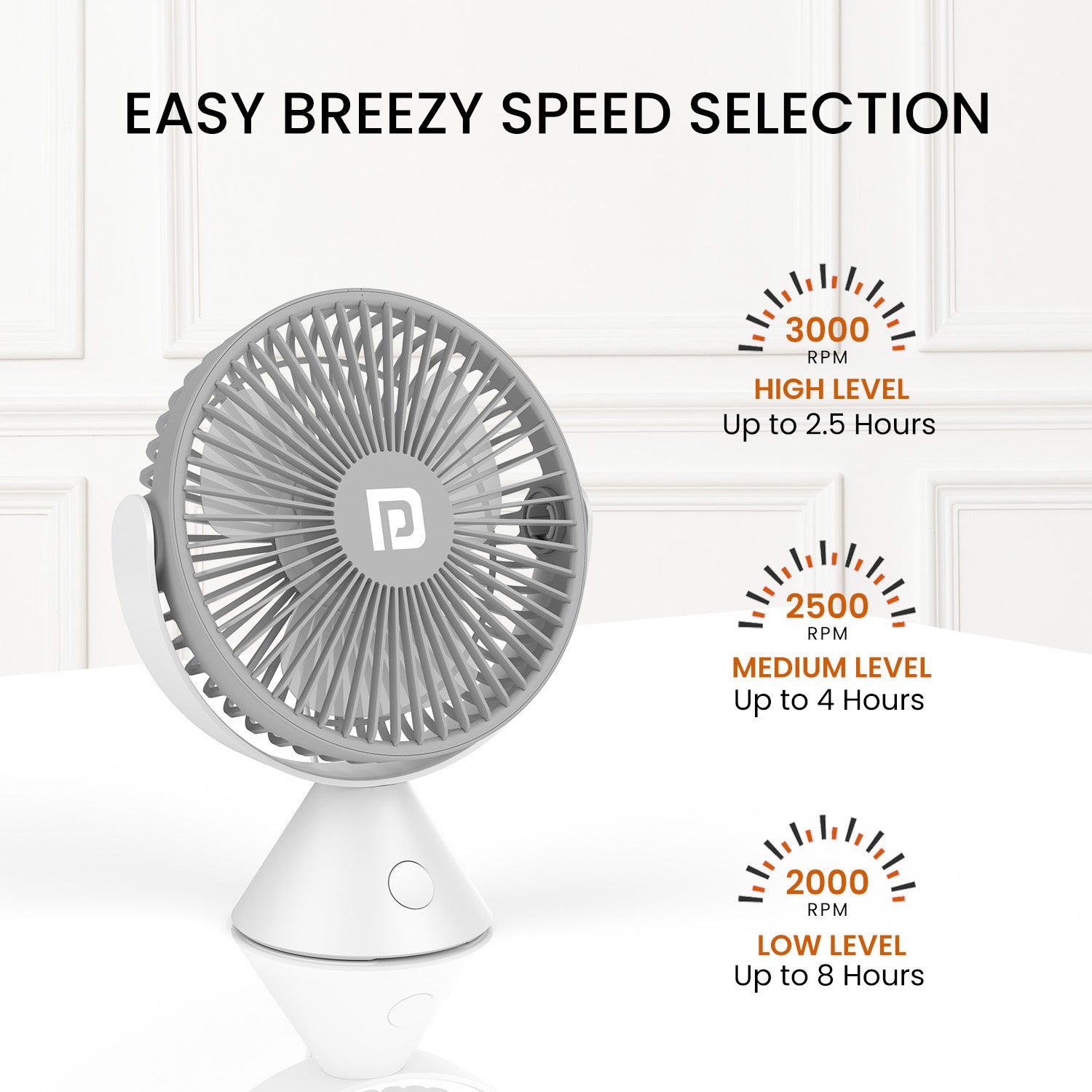Grey  Portronics Aero Breeze mini fan at affordable price with sleek look and advanced features