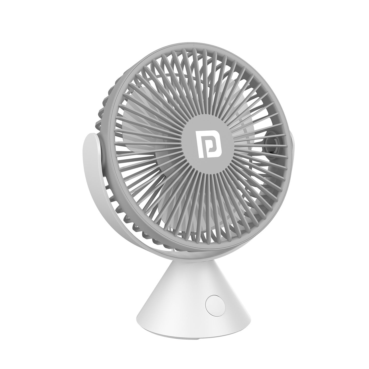 Grey Portronics Aero Breeze portable fan rechargeable via USB, ideal for home and travel use