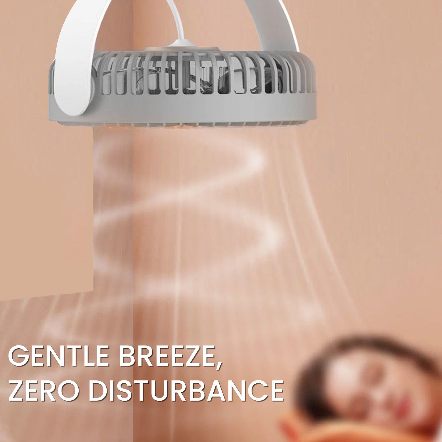 Grey Portronics Aero Breeze rechargeable fan with low noise output, ideal for bedrooms or libraries| best portable celling fan online