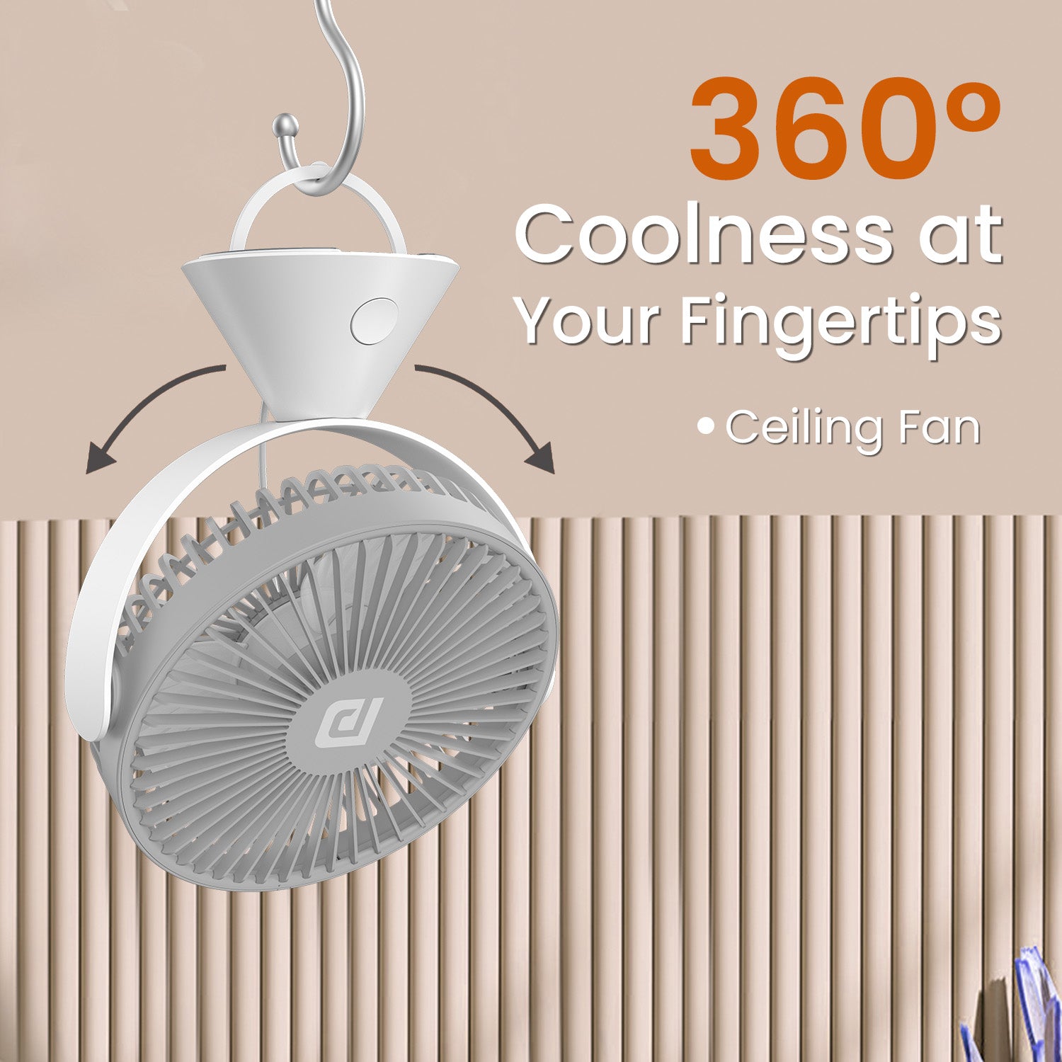Grey Portronics Aero Breeze table fan with adjustable speed settings and 360° rotatable head| best rechargeable table fan