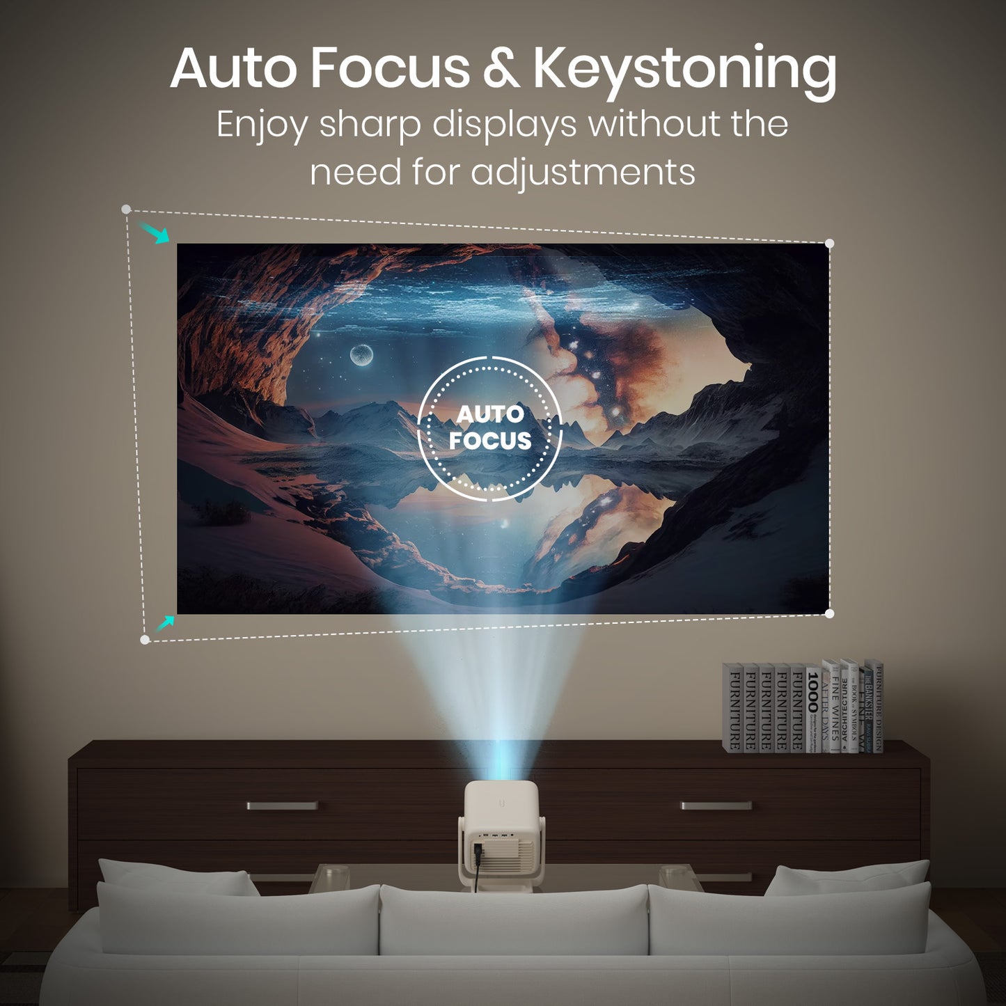 Portronics Beem 480 android mini projector has auto focus and auto keystone features for better screen adjustment| best projector for movies| home projector online at best rate