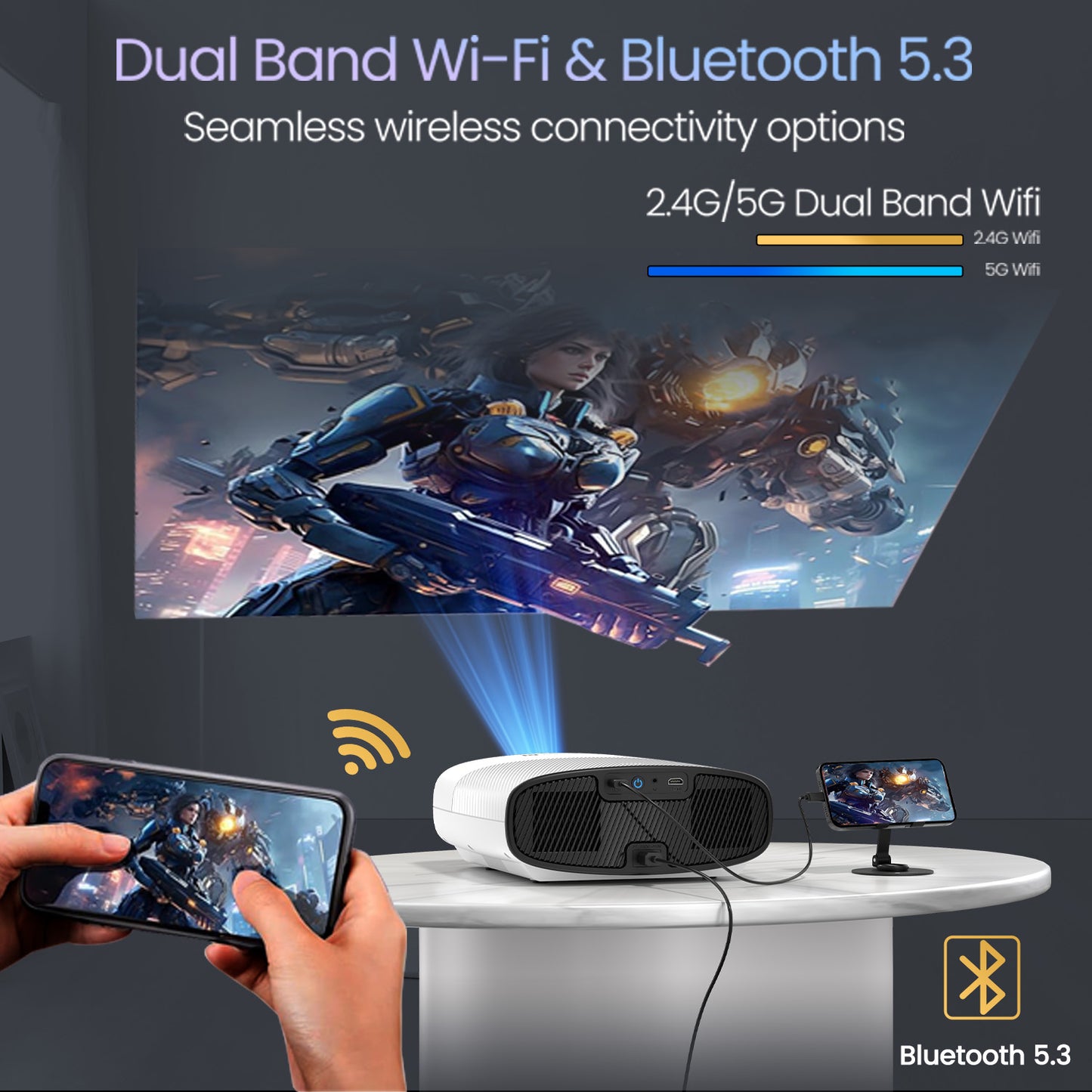 Portronics Beem 530 Mini Home Projector with dual band WIFI and Bluetooth| Portable smart Android projector in India