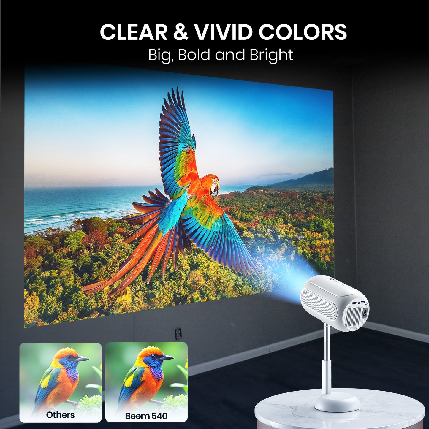 Portronics Beem 540 projector for home 4K | Smart LED Projector for home with auto keystone correction and crisp picture quality| best projector for home| smart led projector for home