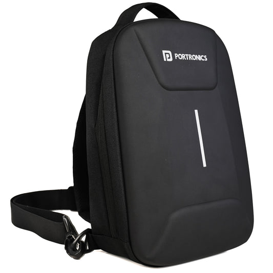 Portronics Byte Mini unisex canvas laptop bag with water-resistant hard shell and smart compartments for 13 to 16 inch devices