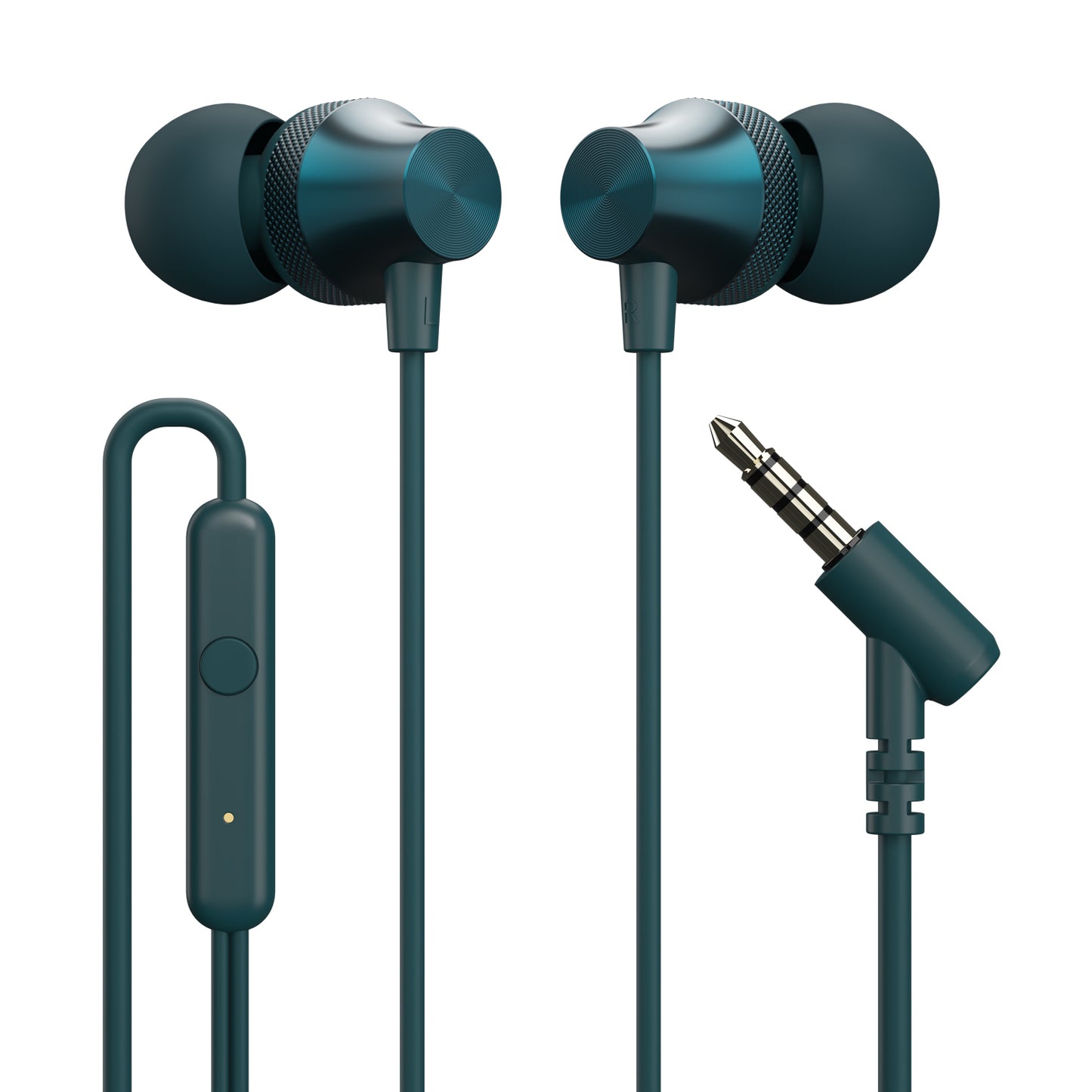 Blue Metal alloy earbuds of Portronics Conch Beat A wired headphones offering enhanced durability, style, and all-day comfort| best wired earphones for long uses
