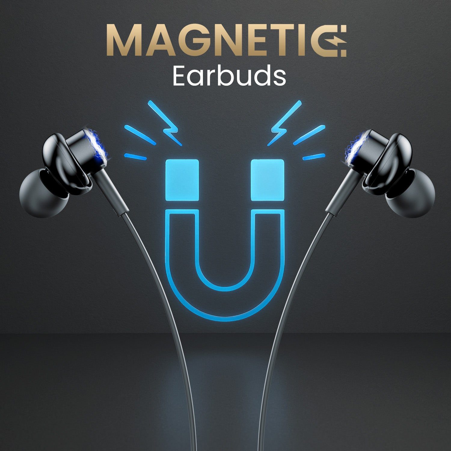 Portronics Conch Gamma in-ear earphones with soft silicone tips, magnetic latch, and high-quality audio, compatible with iPhone, mobile, and tablets