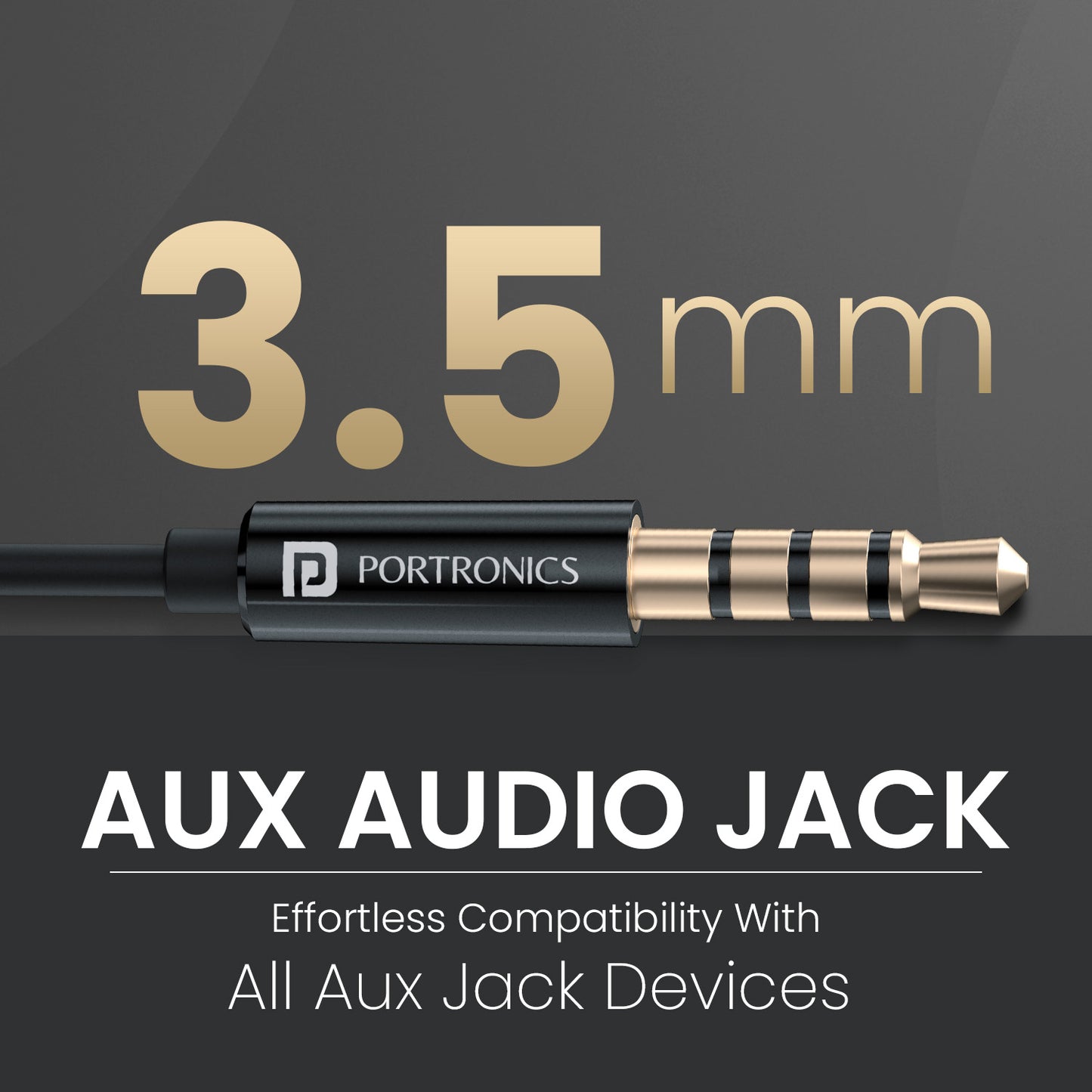 Portronics Conch Gamma wired headphones for laptop and mobile, delivering rich sound, anti-skid fit, and compatibility with all 3.5mm AUX devices
