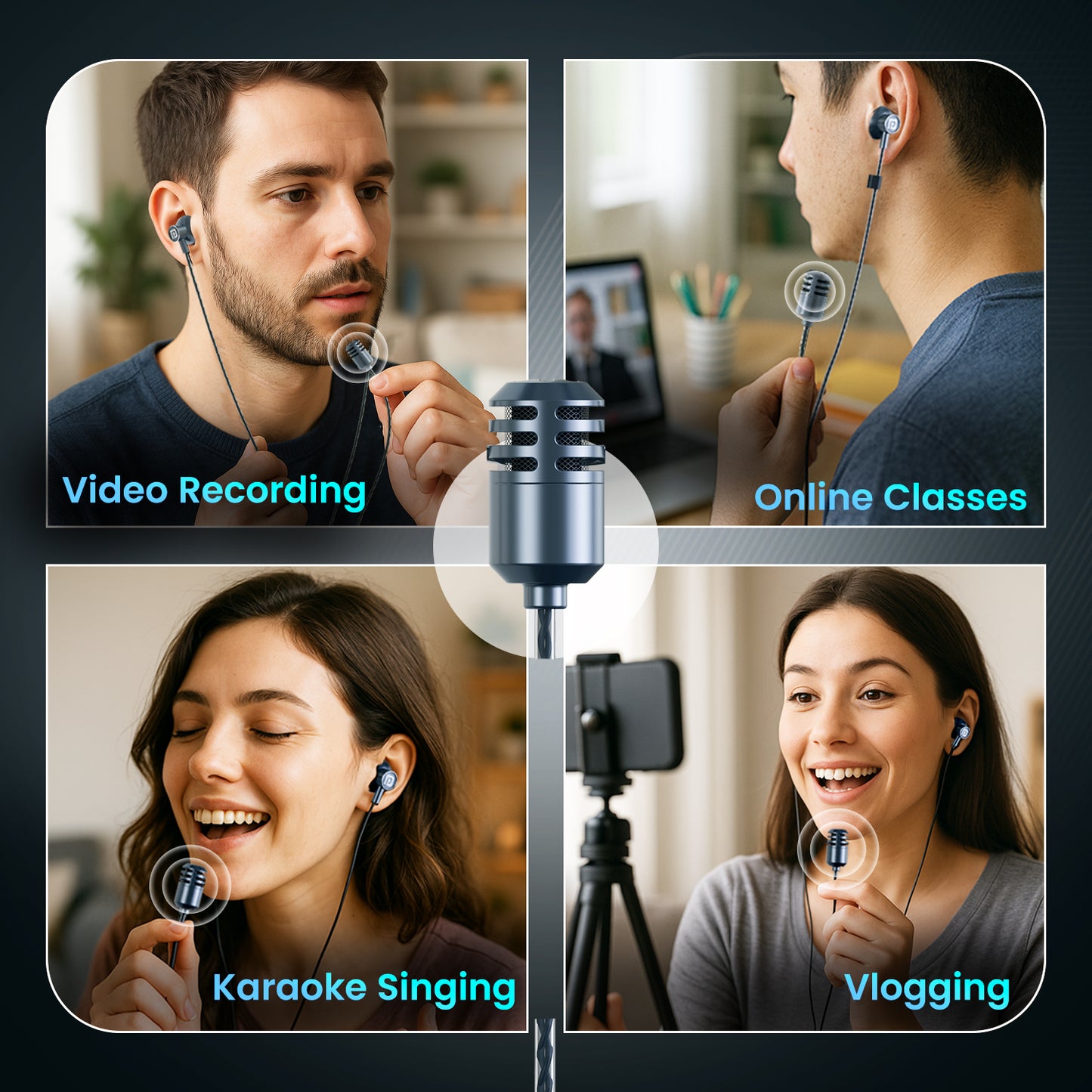 Wired earphones with mic and in-line controls—Portronics Conch One Type-C Earphones deliver immersive sound, built-in karaoke mic, powerful deep bass, 4 EQ modes, and exceptional comfort for mobile, laptop, or tablet users| wired earphone best for calling, singing, and various Type-C devices