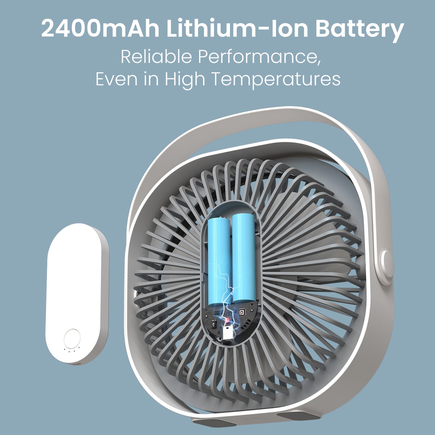 Portronics CoolCube portable desktop Rechargeable table fan with 2400mAh battery, and 360° rotatable design