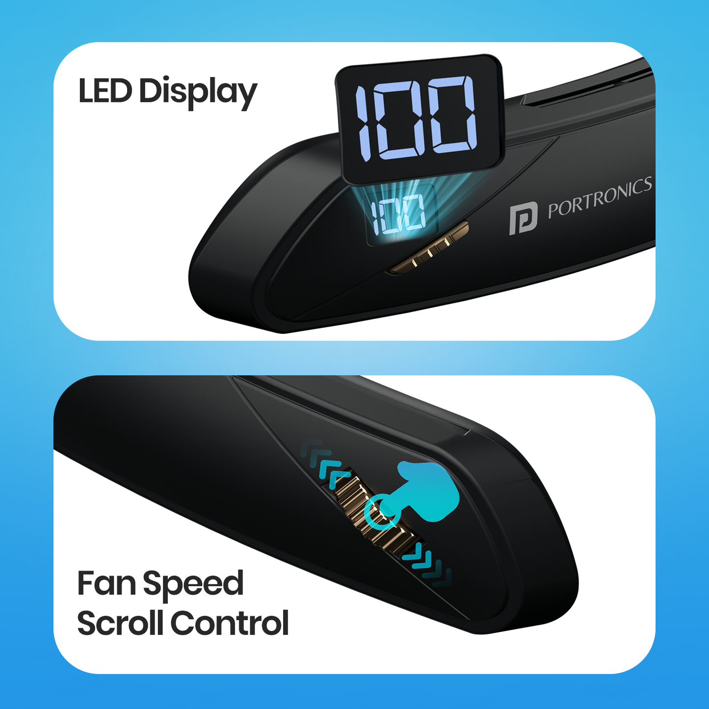 Portronics Cool Aid Adjustable neckband cooling fan for neck| neckband cooling fan in India Under 2000| best neckband cooling fan for 360° airflow