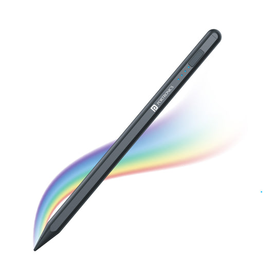 Portronics Glide A Stylus Pen | Universal Stylus for iPad, Android, and iPhone | Includes Extra Nib and 4-Level Battery LED Indicator