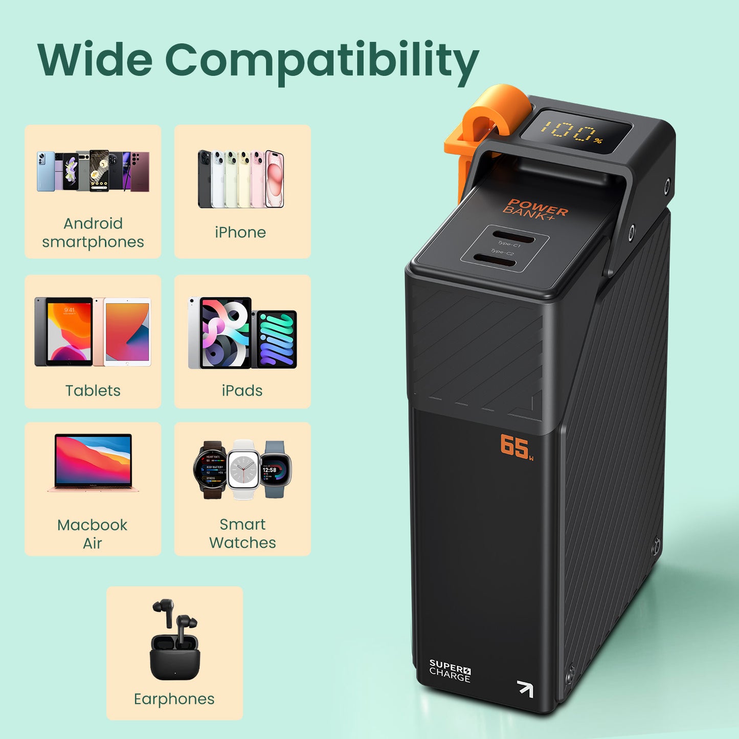 Mini power bank by Portronics—Halley 20K 20000mAh powerbank with rugged build, ultra-fast Type-C PD charging, safe and reliable circuitry, and universal device compatibility for iPhones, iPads, smartphones, and laptops