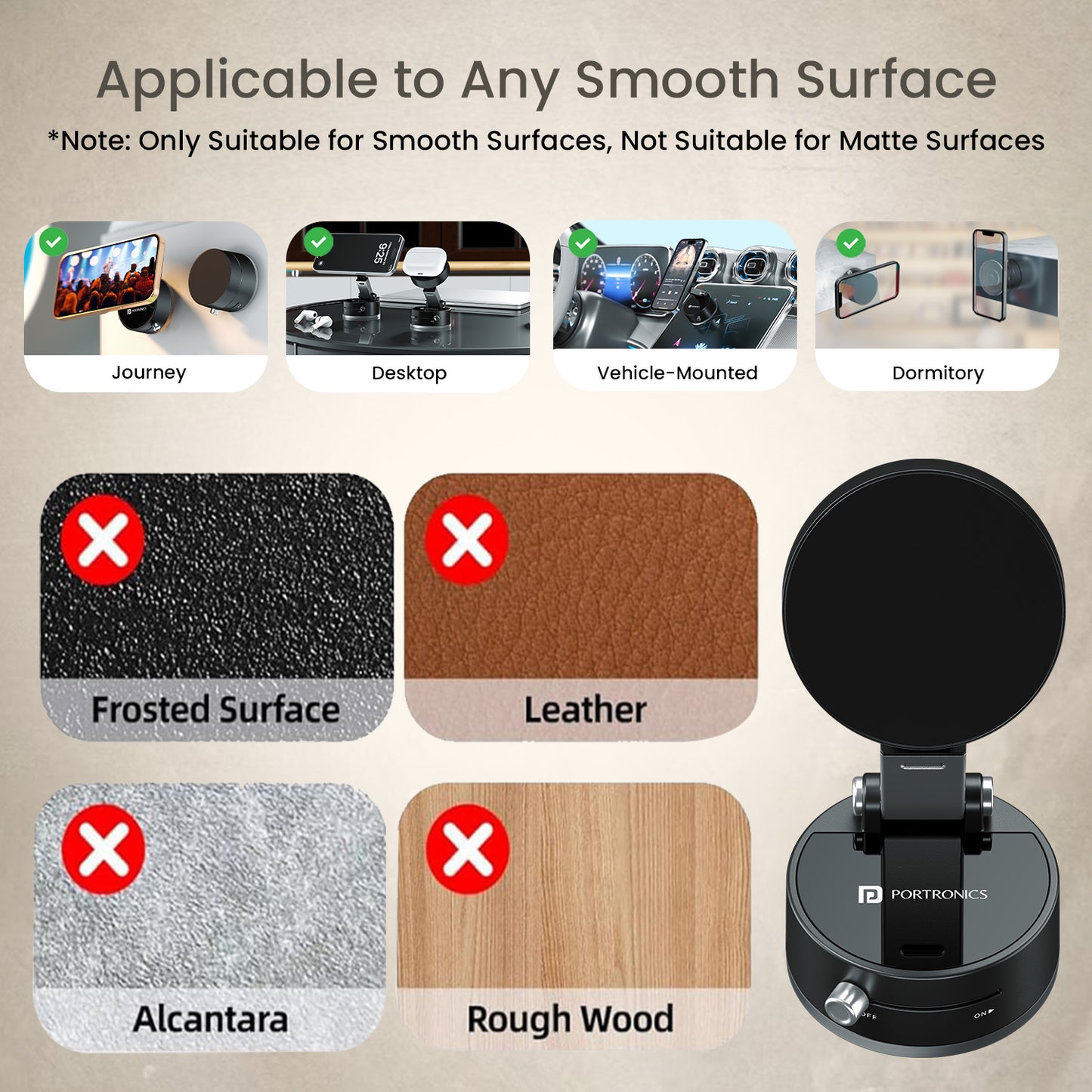 Portronics Hold X magnetic mobile stand | mobile holder for desk with lock-unlock mechanism | secure and stylish phone stand | cell phone holder for any surface