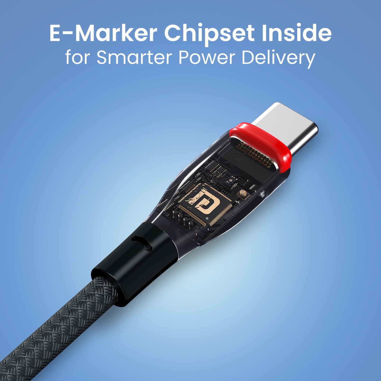 Black Portronics Konnect B fast charging cable 100W with E-marker | Built for long-term daily charging use | This usb cable offers durable and stable connectivity.