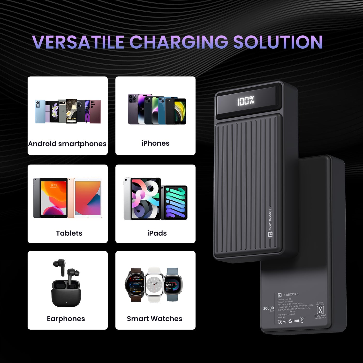 Portronics Luxcell B 20k 20000mah Power bank for iphone| best power bank for mobile phone| power bank for all day use| best power bank for student| power bank online| best deal on power bank