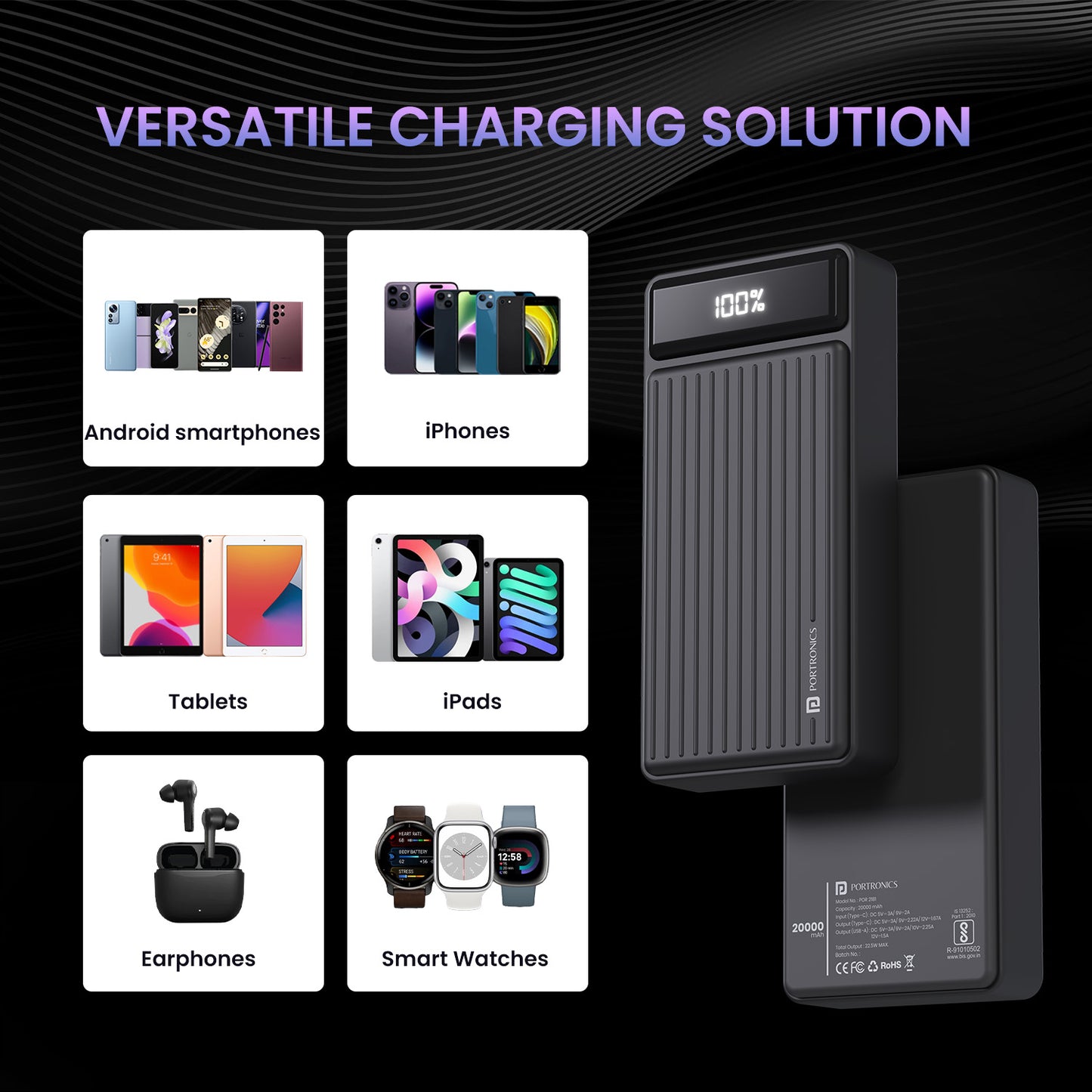 Portronics Luxcell B 20k 20000mah Power bank for iphone| best power bank for mobile phone| power bank for all day use| best power bank for student| power bank online| best deal on power bank