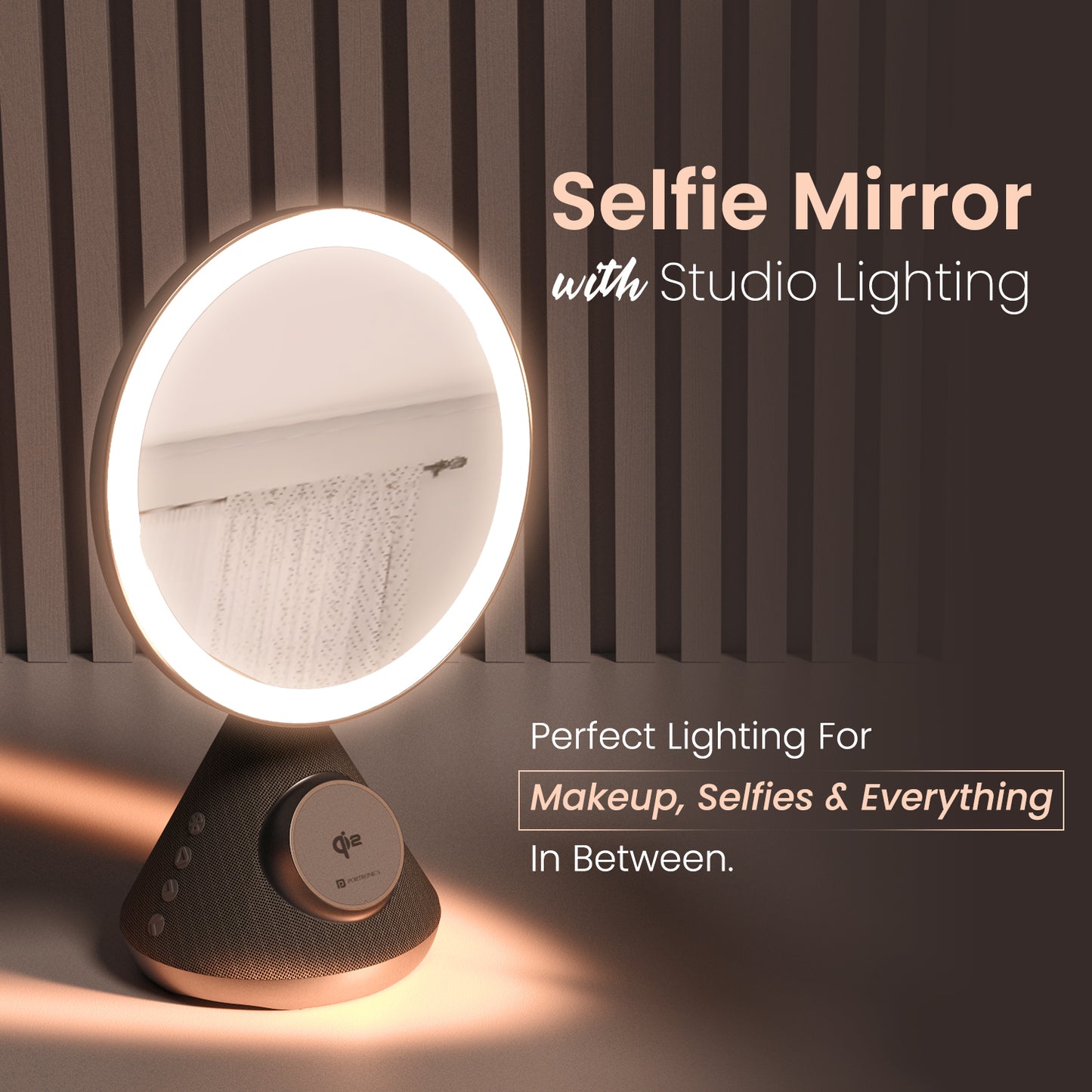 Best magnetic wireless charger for iPhone with 15W wireless charger, wireless charging pad, and wireless phone charger features – Portronics MOVO includes ring light and adjustable mirror.