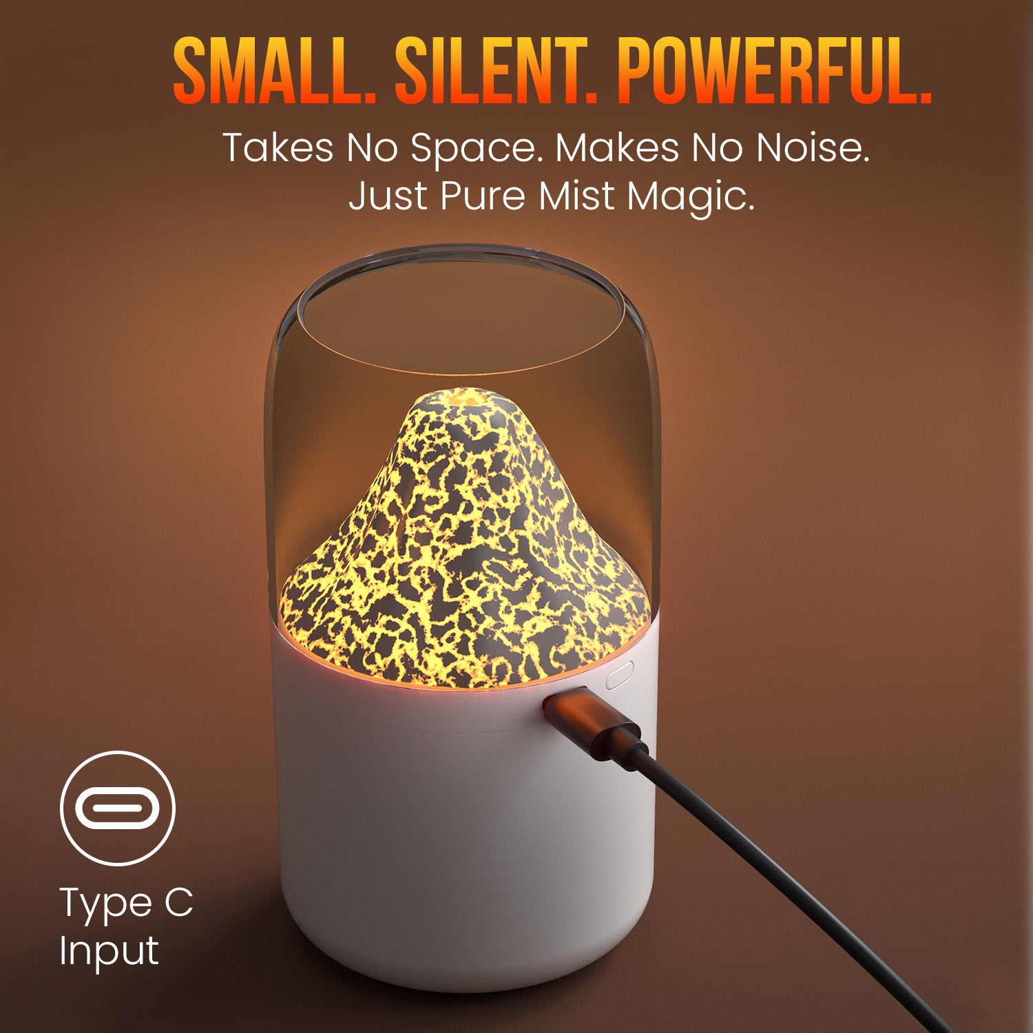 Portronics Magma cool mist humidifier for office use with dual mist modes and silent Type-C powered operation| portronics magma humidifier night lamp