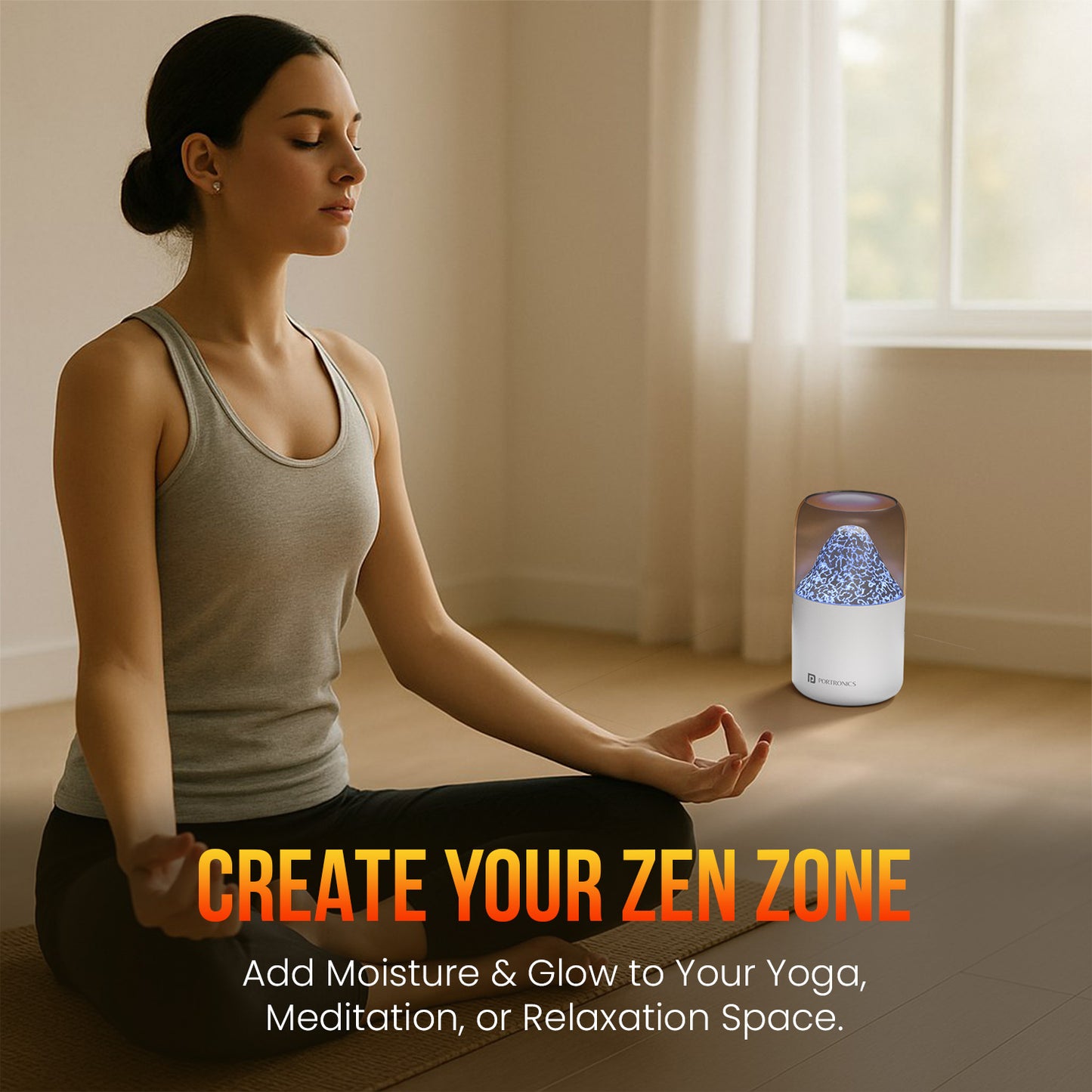 Portronics Magma humidifier for cough and dry air relief with 300ml tank and soothing mist for comfortable breathing