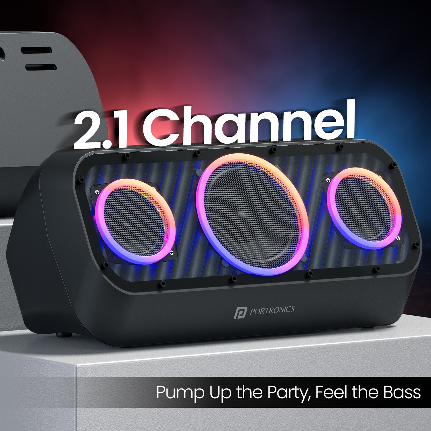 Portronics Microblast 60W hd sound Wireless speaker with 2.1 channel system for bass boost technology for outdoor parties| Wireless party speaker