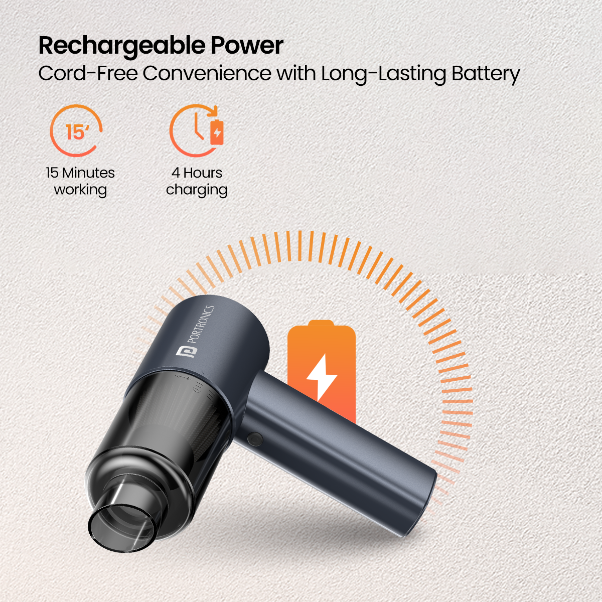 Portronics Mopcop pro 2 in 1 vacuum cleaner and air blower with cordless| portable design vacuum cleaner and air blower| handy vacuum cleaner for car| portronics portable vacuum cleaner for home