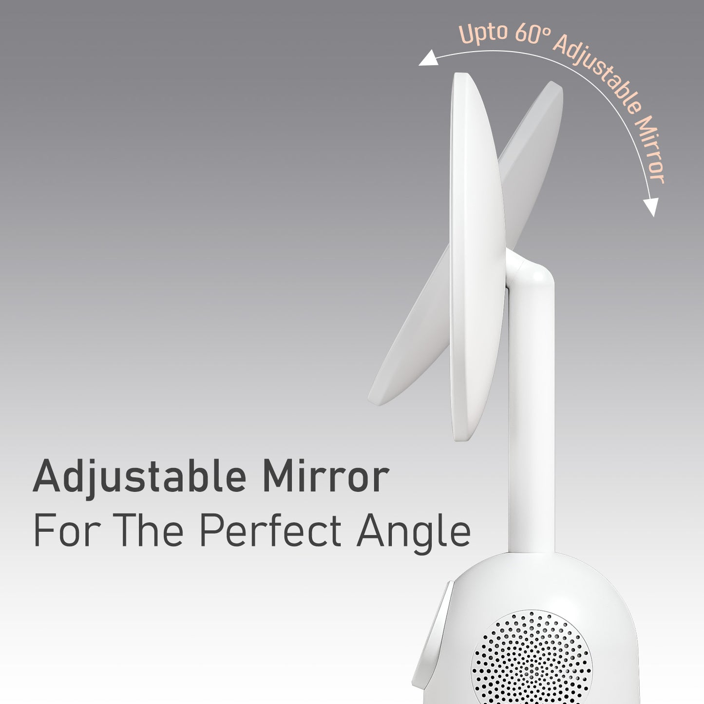 Portronics Movo II Desktop Wireless Charger With Mirror Light | Premium Wireless Chargers Featuring 15W Wireless Mobile Charging Pad, 5W Bluetooth Speaker, Adjustable Makeup Mirror With Lights, and Sleek Portable Speaker Design