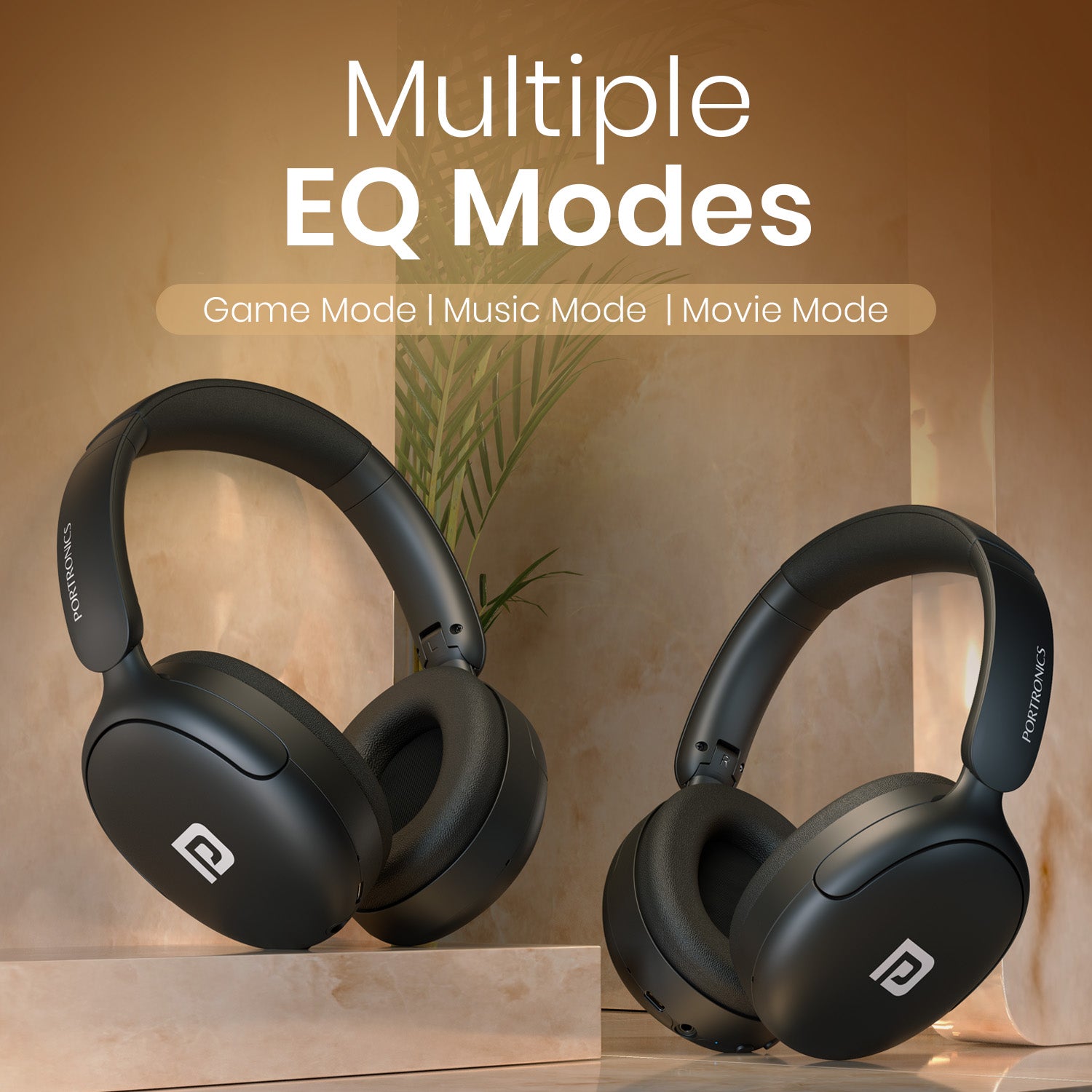 Portronics Muffs M5 Best Headphones Under 5000 | 50H Battery, Fast Charging & Hybrid ANC for Music, Movies & Calls | Best Wireless Headphones with Mic | Quad Mic for Clear Calls, Heavy Bass, EQ Modes & Noise Cancellation | Noise Cancellation Headphones, Bluetooth Headphone