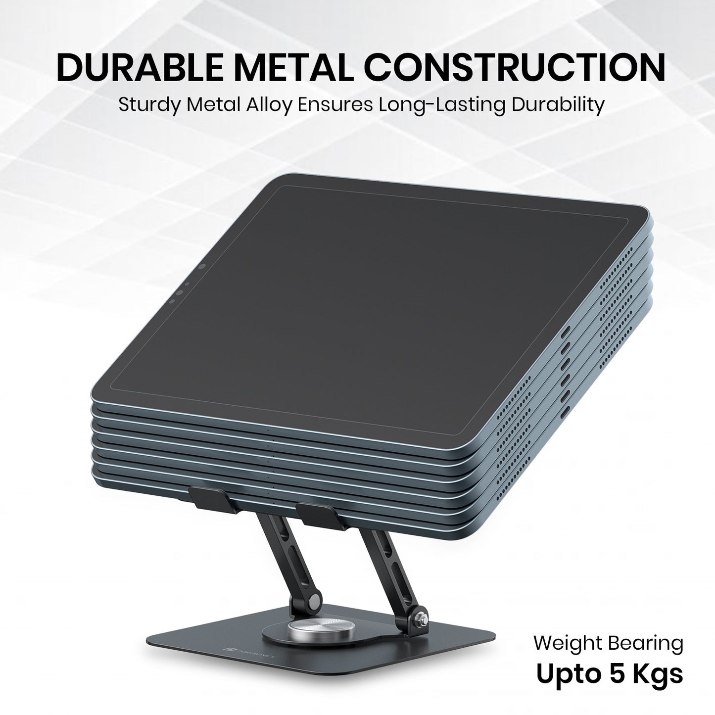 Adjustable Tablet Stand for Desk & Bed | Portronics My Buddy A1 with 360° Swivel Base & Portable Design | Tablet Holder for Multitasking