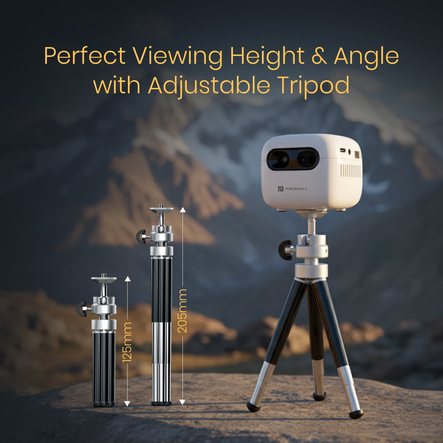 Portronics Pico 14 Mini Android Projector | Compact and stylish 73×73×60 mm design weighing just 250g | Portable smart LED projector for dorm rooms, hostels, and apartments