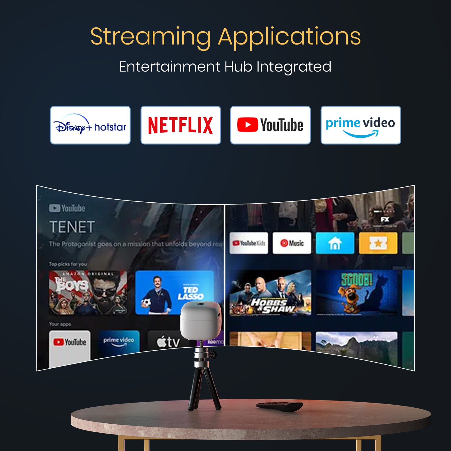 Portronics Pico 14 Portable LED Projector | Android 13 OS with support for popular streaming apps like Netflix and Prime Video | Smart LED projector price in India with warranty