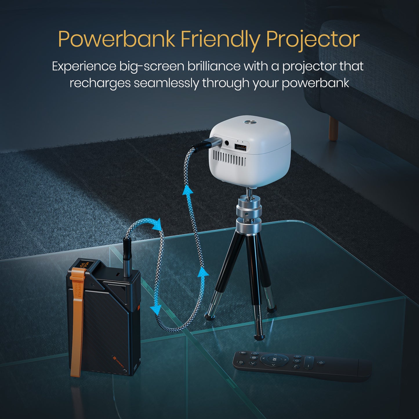 Portronics Pico 14 Smart LED Projector for Home | Dual-band Wi-Fi, Bluetooth 5.4, wireless casting, and remote control | Best mini projector in India for family movie nights