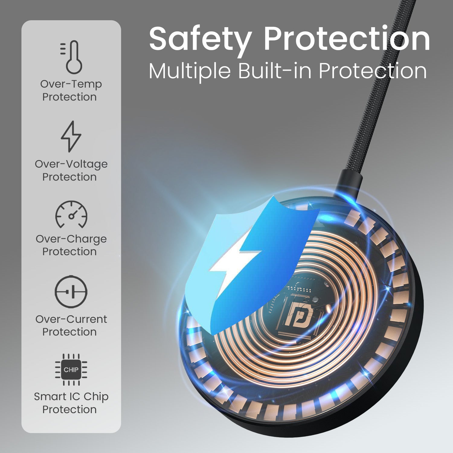 Black Quikk Wireless Charging Stand offers MagSafe compatibility, perfect for iPhone 15 and other models, providing strong magnetic alignment and fast power delivery