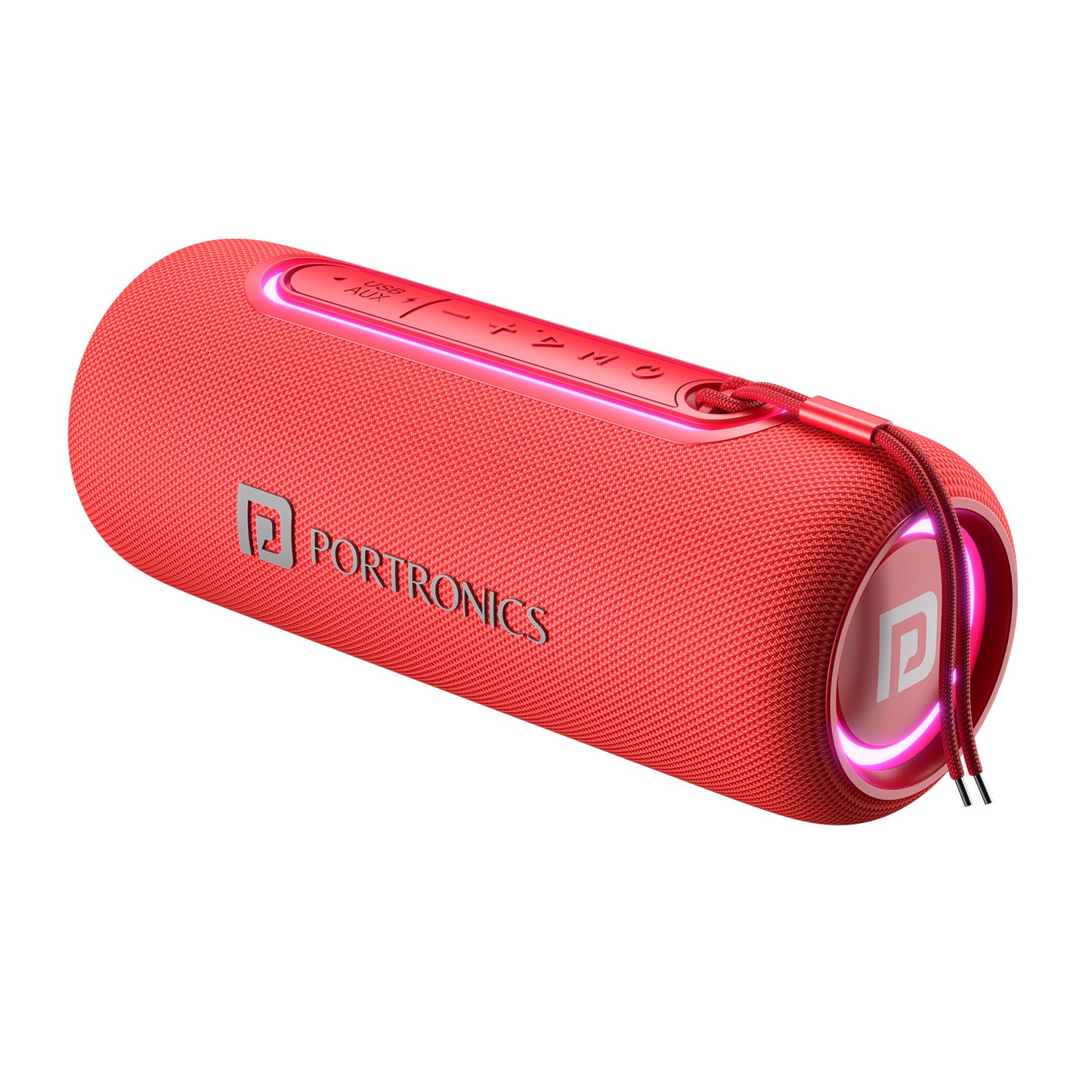 Red | Portronics Resound 2  portable wireless bluetooth speakers with 15watt hd sound for iOS & Android.| buy bluetooth speakers online for indoor music party