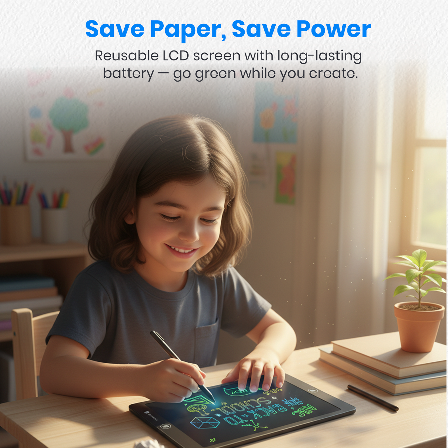 Portronics Ruffpad 16 Lite | Eco-friendly design with reusable writing surface | Reusable Writing Pad helping reduce paper waste with long-lasting use