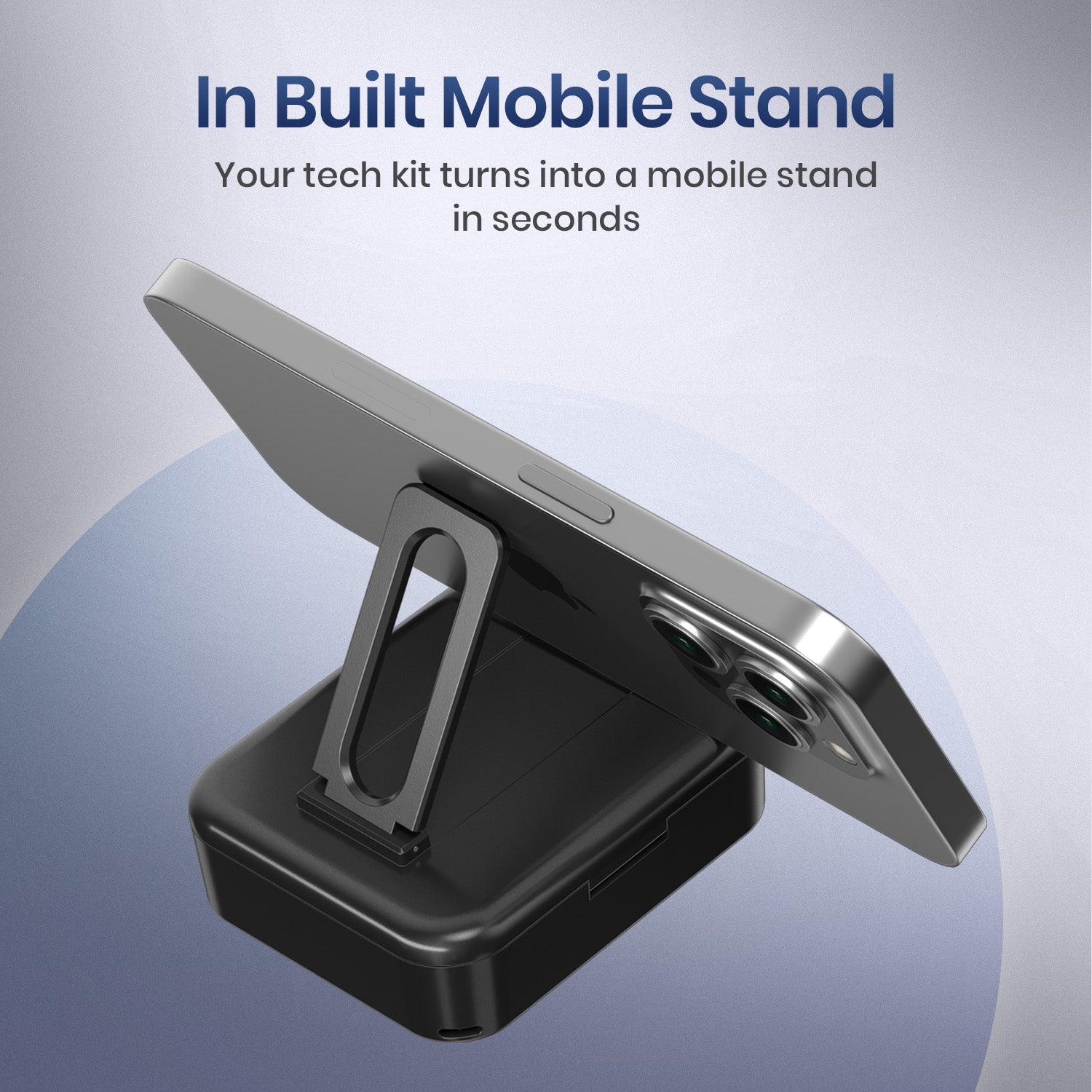 Black Portronics Smartpod 60W Fast Charging Cable with Wireless Charging Stand | Durable Multi-Port Charger | 60w fast charging cable, wireless charging stand